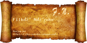Filkó Nándor névjegykártya